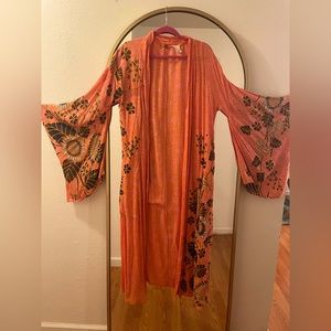 Free People Coral Long Kimono